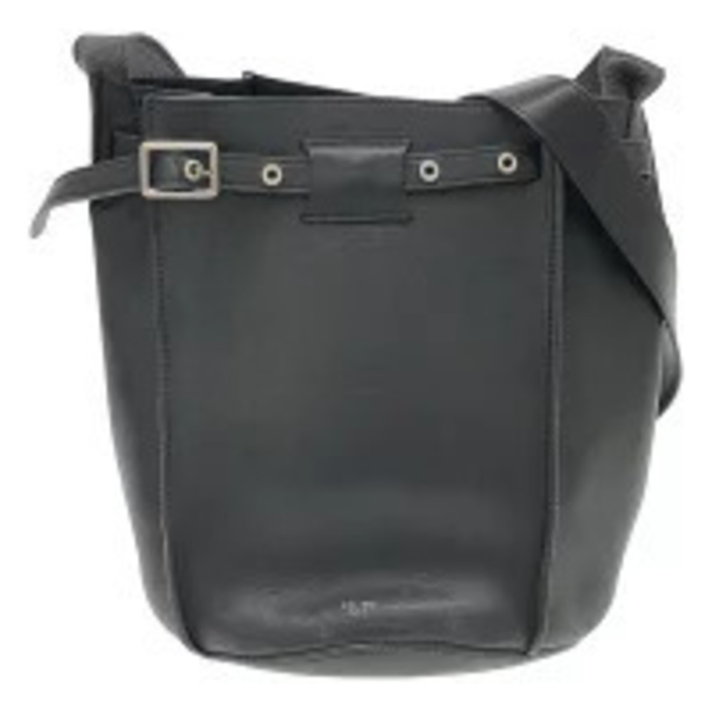 Celine Big Bag Leather Bucket Bag buckle strap across the top Black